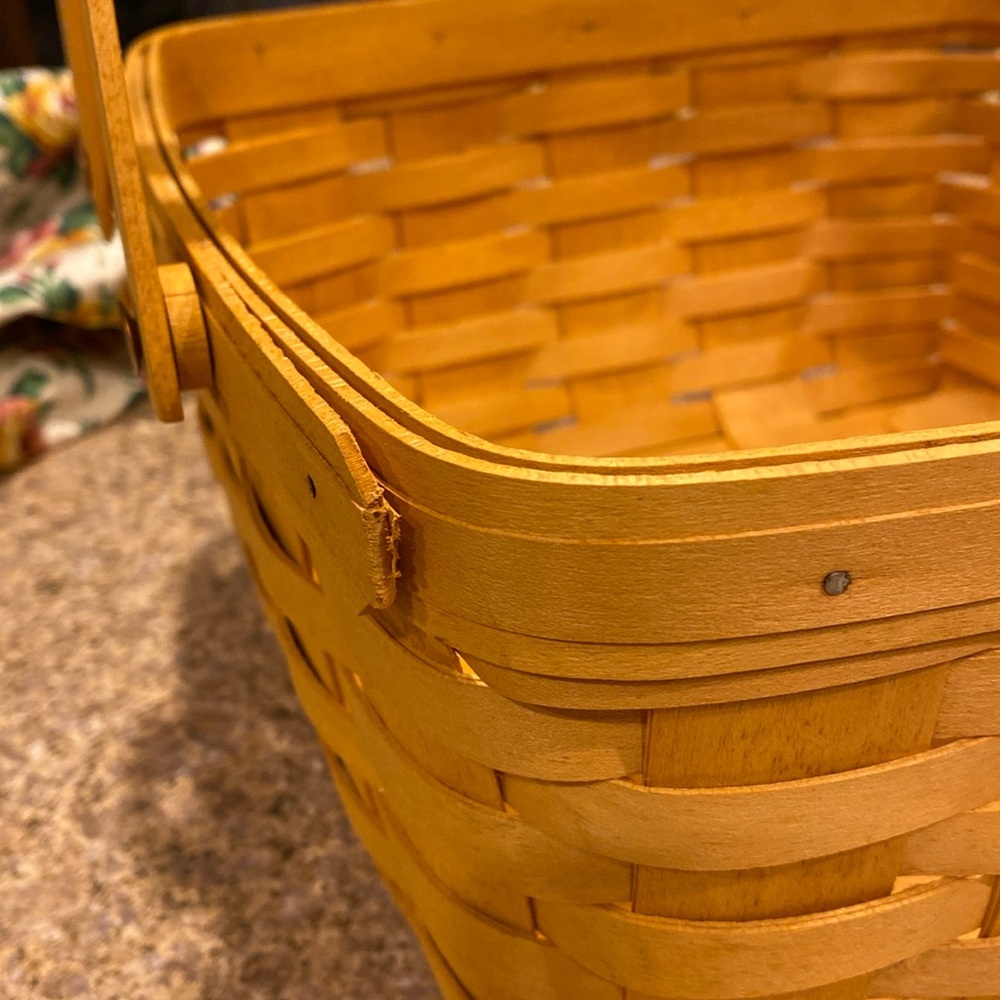 Longaberger Cake Basket with Garden Splendor Fabric Liner 1999 Handmade Basket - Picture 12 of 17